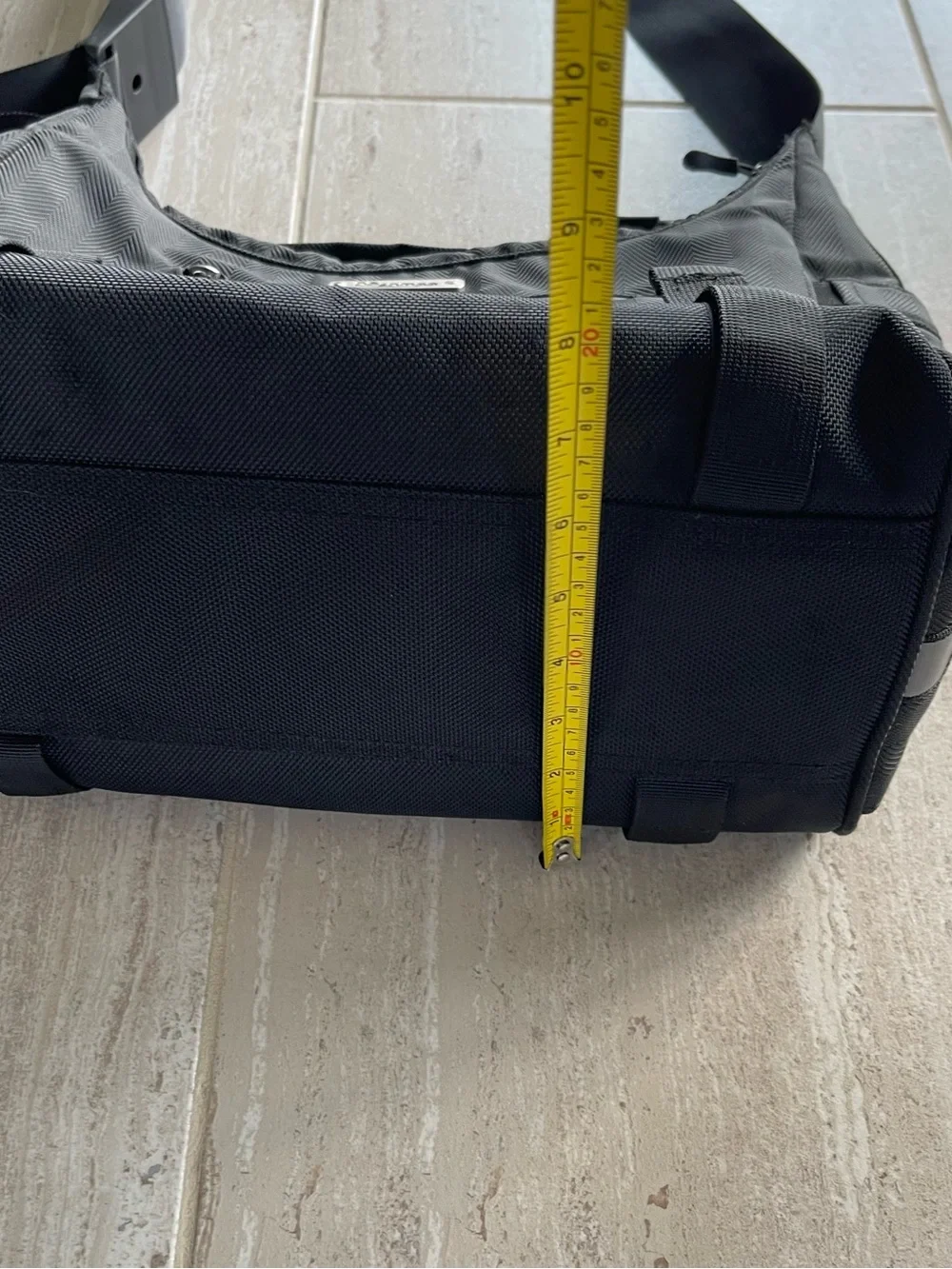 Po Campo Black Herringbone Crossbody Weatherproof Commuter Travel Bike Bag